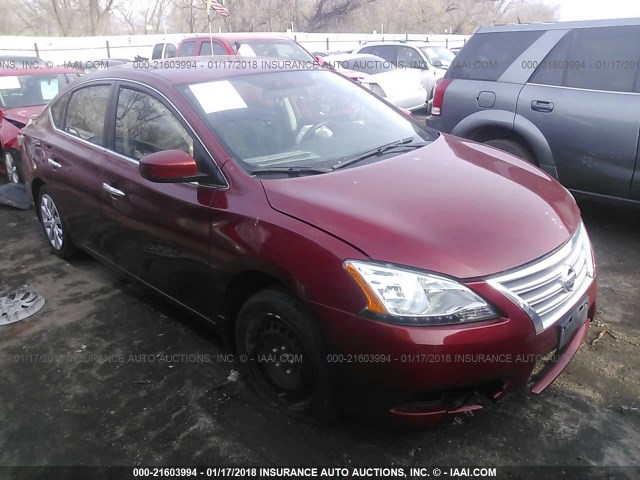 3N1AB7AP7FL683493 - 2015 NISSAN SENTRA S/SV/SR/SL RED photo 1