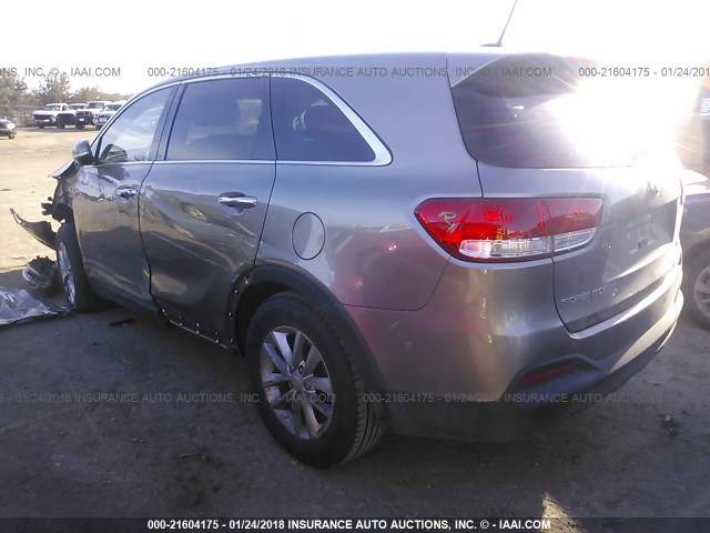 5XYPG4A35GG090387 - 2016 KIA SORENTO LX/L GRAY photo 3