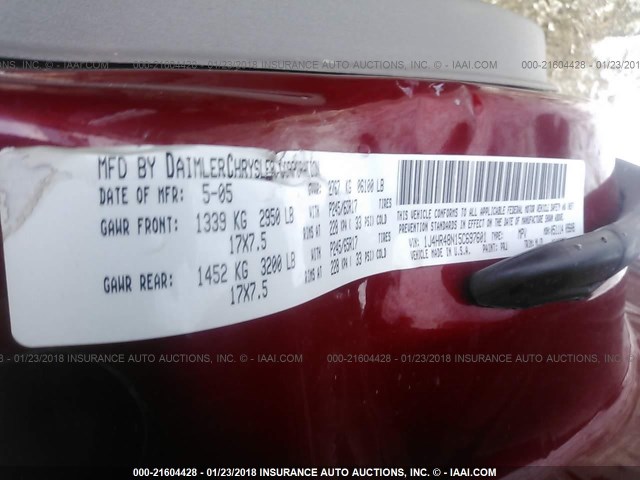 1J4HR48N15C697601 - 2005 JEEP GRAND CHEROKEE LAREDO/COLUMBIA/FREEDOM 红色 照片 9