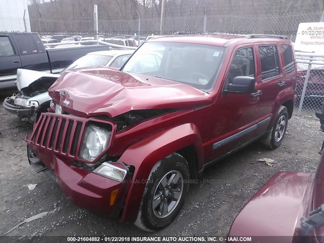 1J8GP28K48W158791 - 2008 JEEP LIBERTY SPORT RED photo 2