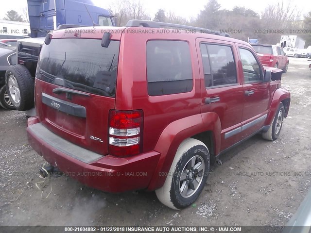 1J8GP28K48W158791 - 2008 JEEP LIBERTY SPORT RED photo 4