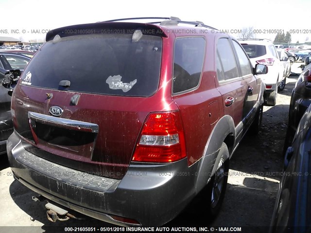 KNDJC736575701117 - 2007 KIA SORENTO EX/LX RED photo 4