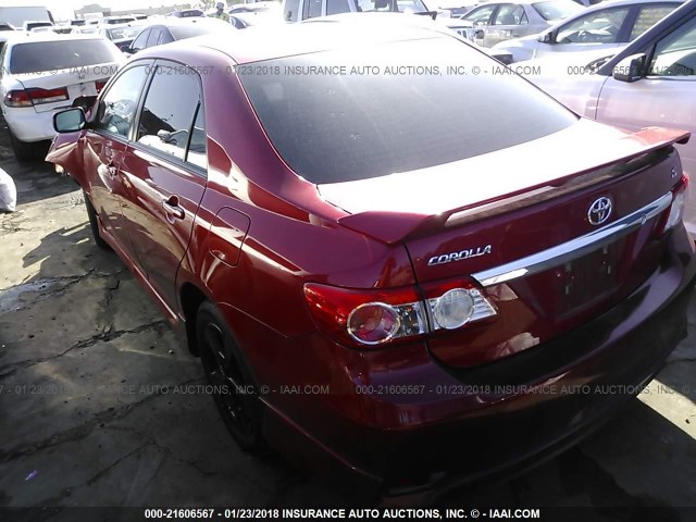 2T1BU4EE8DC128345 - 2013 TOYOTA COROLLA S/LE RED photo 3