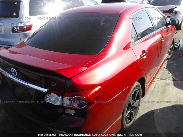 2T1BU4EE8DC128345 - 2013 TOYOTA COROLLA S/LE RED photo 4