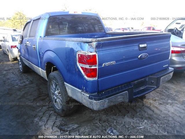 1FTFW1EF6DFA22177 - 2013 FORD F150 SUPERCREW BLUE photo 3