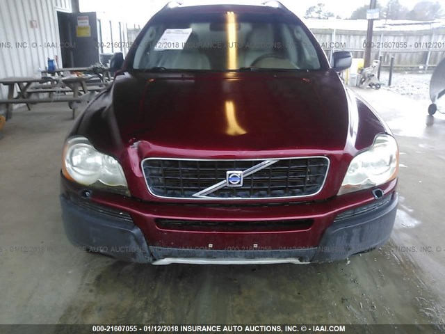 YV1CM91H441037427 - 2004 VOLVO XC90 T6 BURGUNDY photo 6