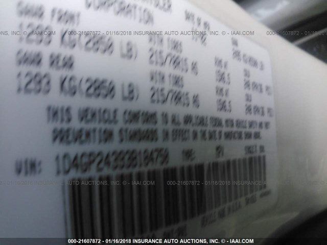 1D4GP24393B184750 - 2003 DODGE GRAND CARAVAN SE WHITE photo 9