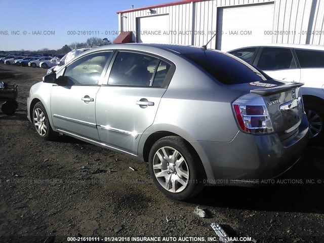 3N1AB6AP4BL664792 - 2011 NISSAN SENTRA 2.0/2.0S/SR/2.0SL GRAY photo 3