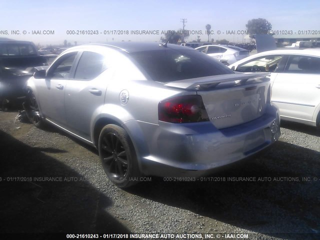 1C3CDZCBXDN665830 - 2013 DODGE AVENGER SXT SILVER photo 3