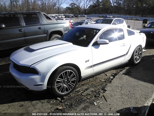 1ZVBP8CH9A5119722 - 2010 FORD MUSTANG GT WHITE photo 2