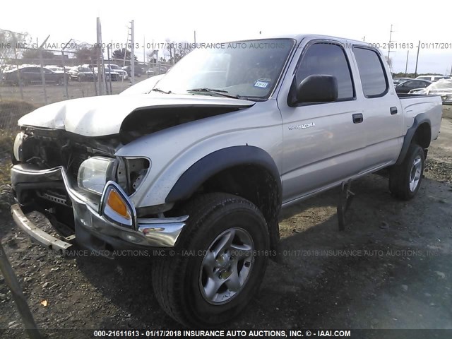 5TEGM92N22Z075849 - 2002 TOYOTA TACOMA DOUBLE CAB PRERUNNER GRAY photo 2