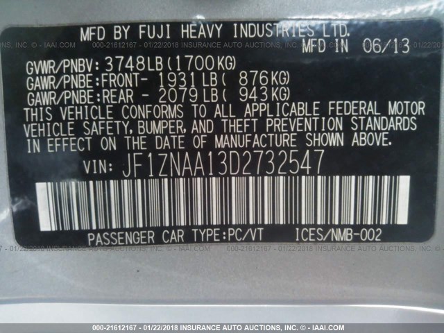 JF1ZNAA13D2732547 - 2013 TOYOTA SCION FR-S SILVER photo 9