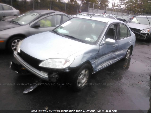 JHMES96615S014256 - 2005 HONDA CIVIC HYBRID BLUE photo 2