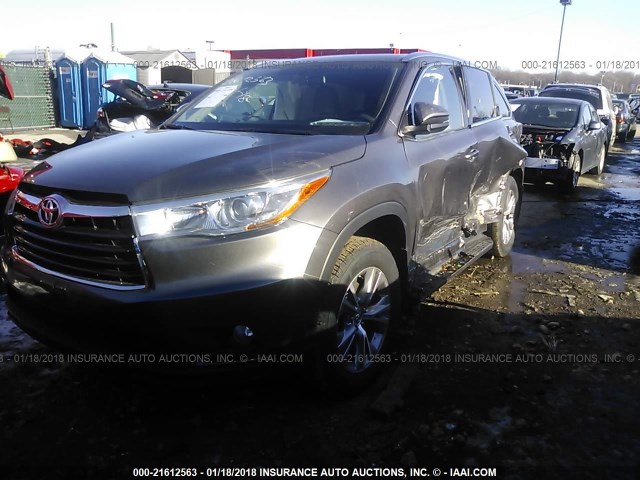 5TDJKRFH7FS217700 - 2015 TOYOTA HIGHLANDER XLE ნაცრისფერი ფოტო 2