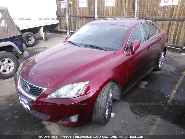 JTHCK262272009954 - 2007 LEXUS IS 250 RED photo 2