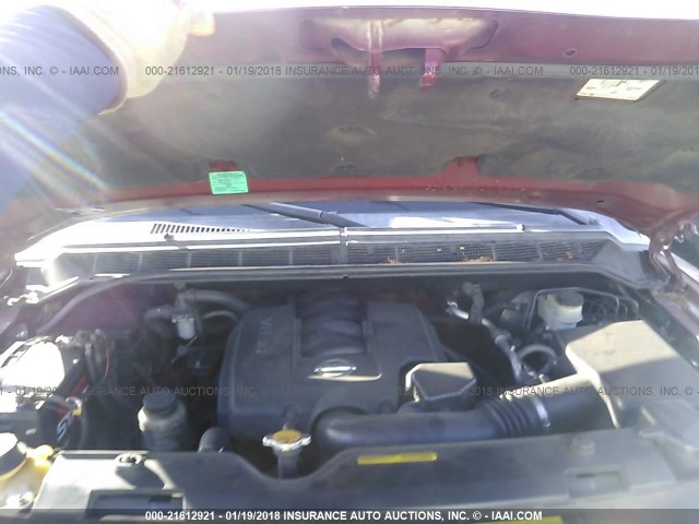 1N6AA07A05N558938 - 2005 NISSAN TITAN XE/SE/LE RED photo 10