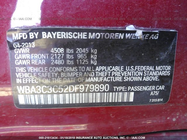 WBA3C3C52DF979890 - 2013 BMW 320 I/XDRIVE RED photo 9