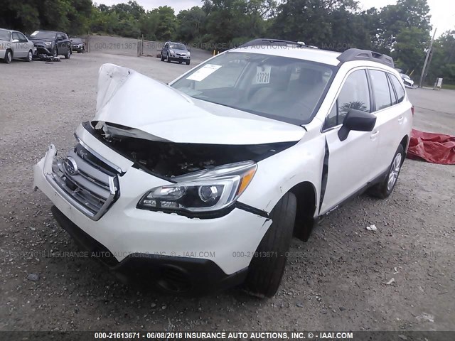 4S4BSBAC6F3233617 - 2015 SUBARU OUTBACK 2.5I WHITE photo 2