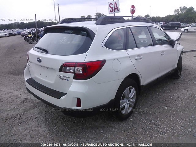 4S4BSBAC6F3233617 - 2015 SUBARU OUTBACK 2.5I WHITE photo 4