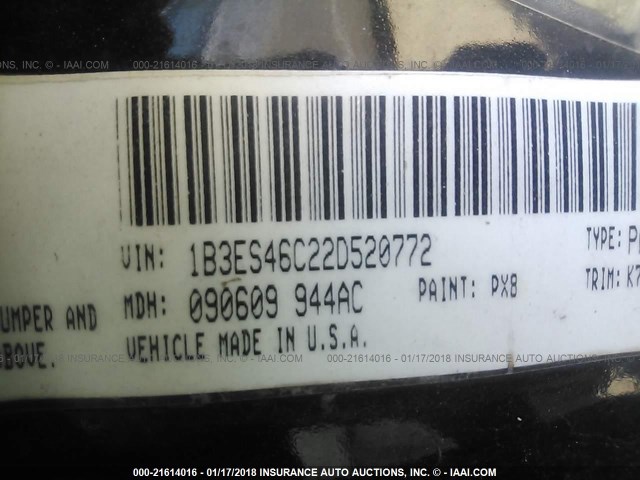 1B3ES46C22D520772 - 2002 DODGE NEON SE BLACK photo 9