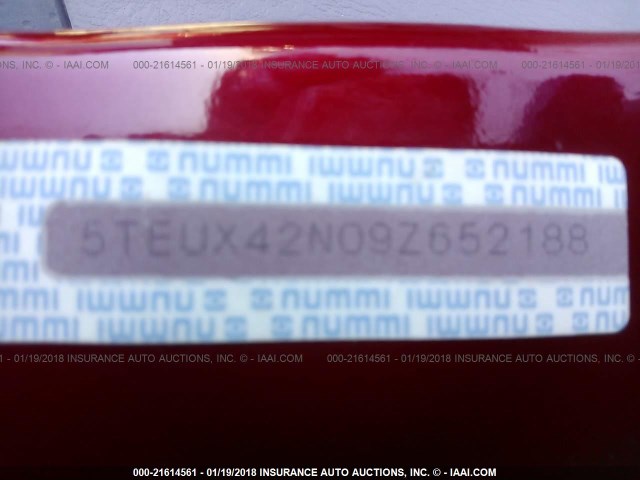 5TEUX42N09Z652188 - 2009 TOYOTA TACOMA ACCESS CAB RED photo 9