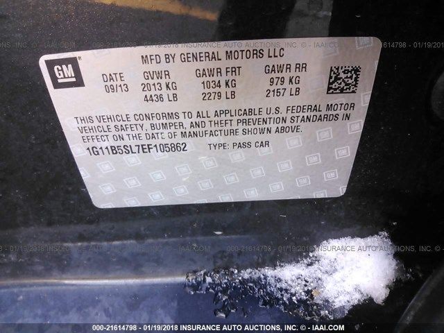 1G11B5SL7EF105862 - 2014 CHEVROLET MALIBU LS 金色 照片 9