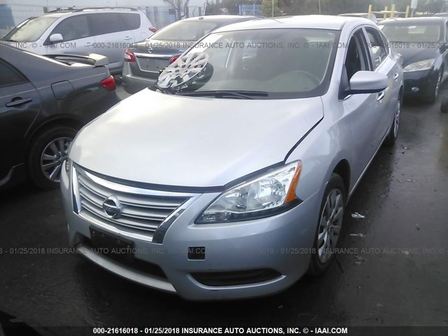 3N1AB7AP0FL648312 - 2015 NISSAN SENTRA S/SV/SR/SL SILVER photo 2