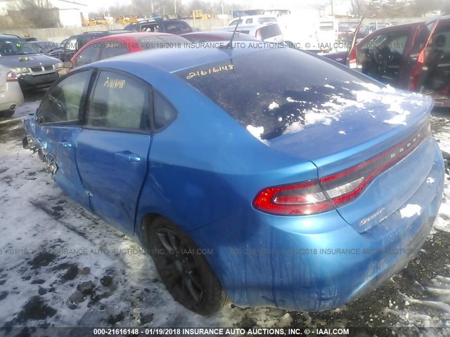 1C3CDFAA3FD392277 - 2015 DODGE DART SE BLUE photo 3