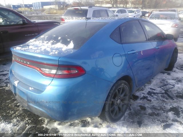 1C3CDFAA3FD392277 - 2015 DODGE DART SE BLUE photo 4