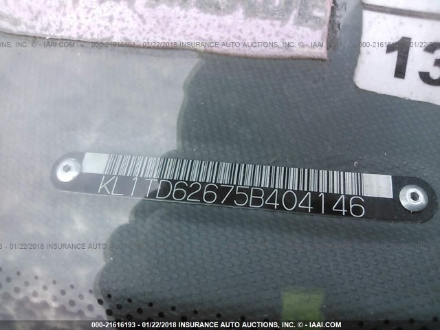 KL1TD62675B404146 - 2005 CHEVROLET AVEO LS GREEN photo 9