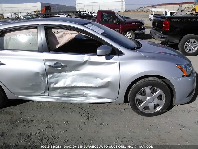 3N1AB7AP7FL664359 - 2015 NISSAN SENTRA S/SV/SR/SL SILVER photo 6