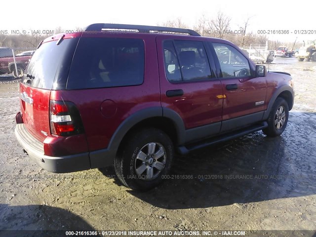 1FMEU73E66UA94795 - 2006 FORD EXPLORER XLT RED photo 4