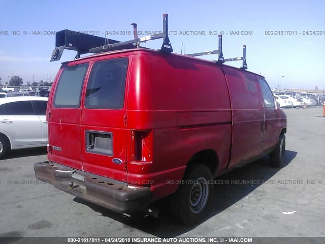 1FTNE24L64HB35482 - 2004 FORD ECONOLINE E250 VAN RED photo 4