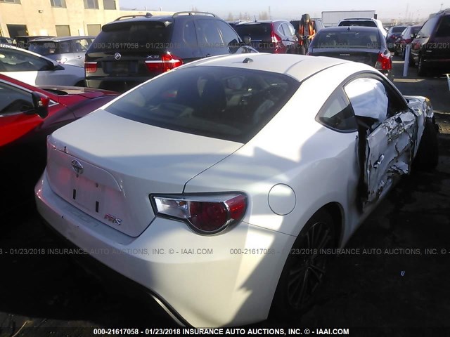 JF1ZNAA1XD1720305 - 2013 TOYOTA SCION FR-S WHITE photo 4