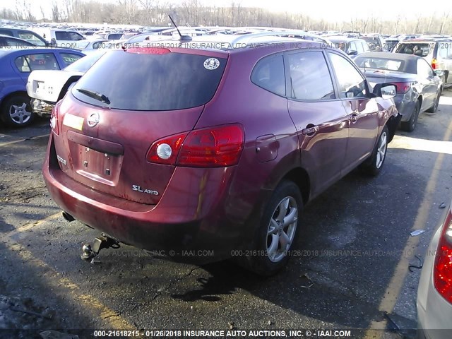 JN8AS58V89W167751 - 2009 NISSAN ROGUE S/SL RED photo 4