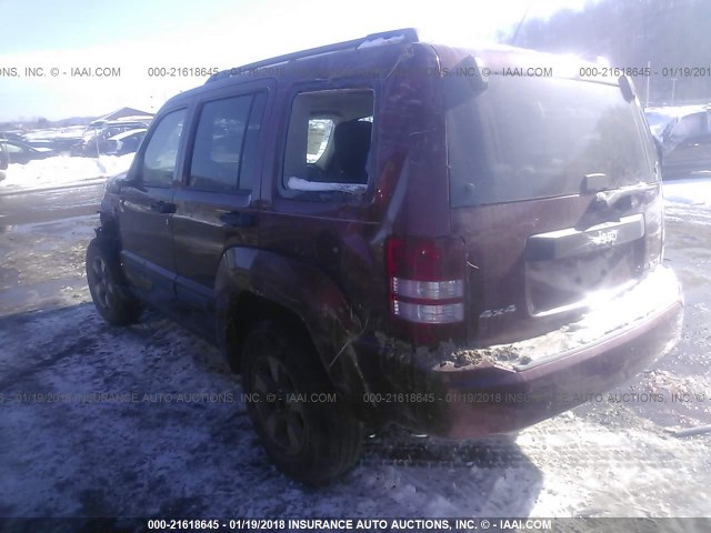 1J8GN28KX8W133366 - 2008 JEEP LIBERTY SPORT MAROON photo 3