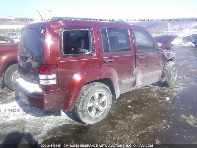 1J8GN28KX8W133366 - 2008 JEEP LIBERTY SPORT MAROON photo 4