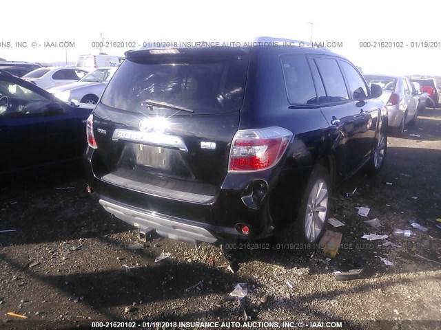 JTEEW41A692035254 - 2009 TOYOTA HIGHLANDER HYBRID BLACK photo 4