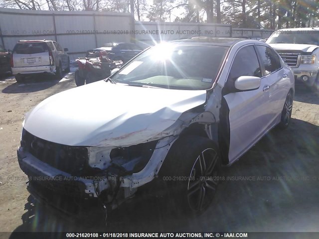 1HGCR2F58GA175460 - 2016 HONDA ACCORD SPORT WHITE photo 2