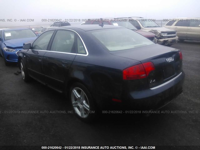 WAUDF78E78A091263 - 2008 AUDI A4 2.0T QUATTRO BLUE photo 3