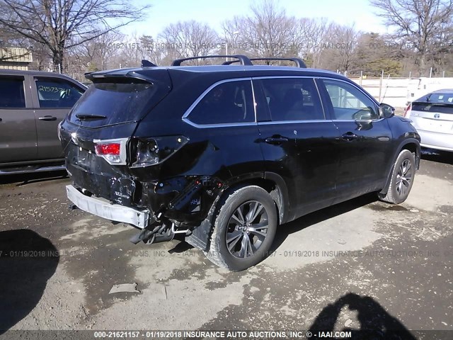 5TDJKRFH8GS322148 - 2016 TOYOTA HIGHLANDER XLE BLACK photo 4