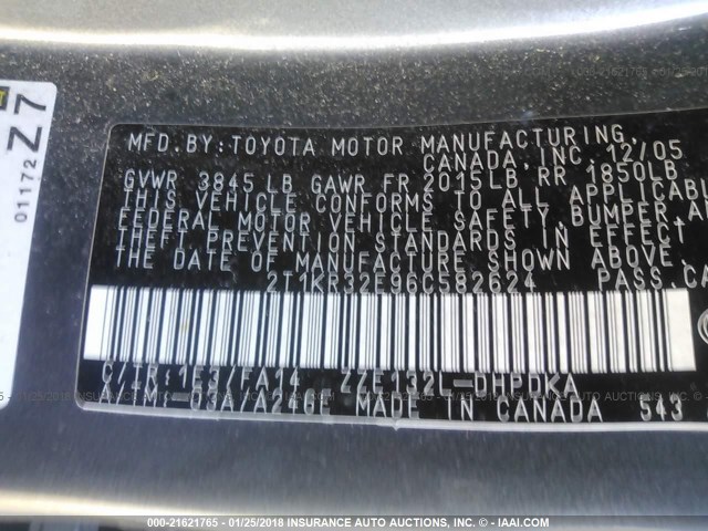 2T1KR32E96C582624 - 2006 TOYOTA COROLLA MATRIX XR GRAY photo 9