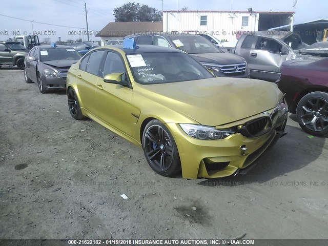 WBS3C9C59FP803947 - 2015 BMW M3 YELLOW photo 1