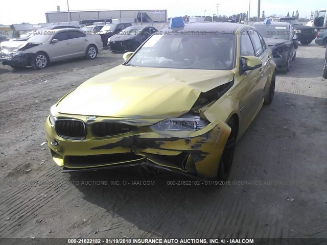 WBS3C9C59FP803947 - 2015 BMW M3 YELLOW photo 2
