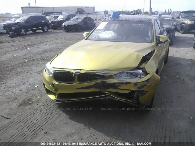 WBS3C9C59FP803947 - 2015 BMW M3 YELLOW photo 4