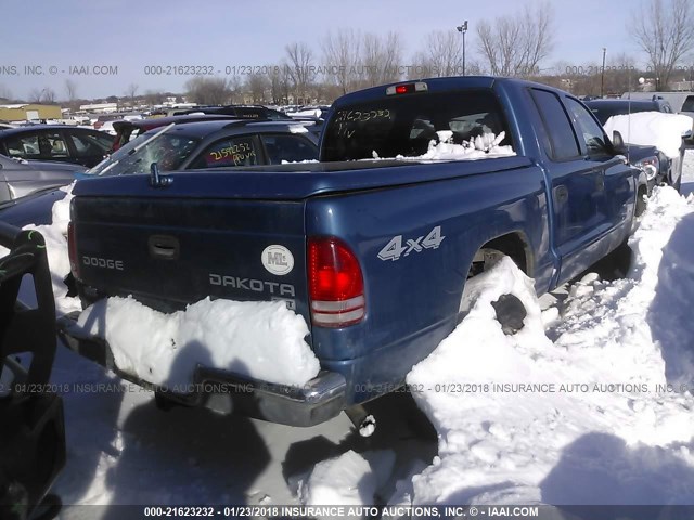 1D7HG48N64S664535 - 2004 DODGE DAKOTA QUAD SLT BLUE photo 4