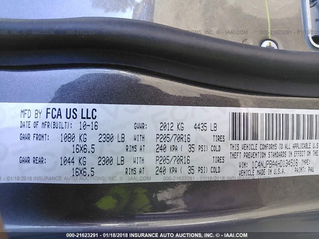 1C4NJPBA4HD134516 - 2017 JEEP PATRIOT SPORT GRAY photo 9