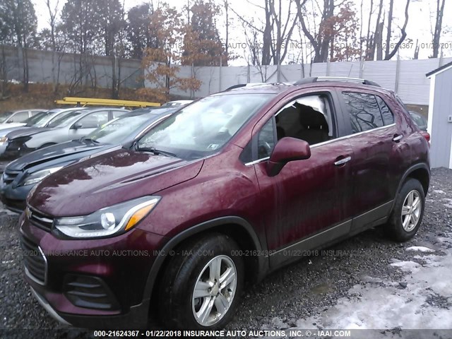 3GNCJPSB7HL236393 - 2017 CHEVROLET TRAX 1LT MAROON photo 2