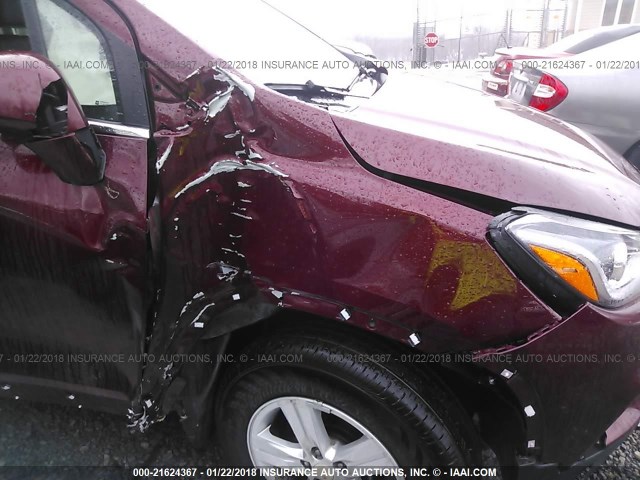 3GNCJPSB7HL236393 - 2017 CHEVROLET TRAX 1LT MAROON photo 6