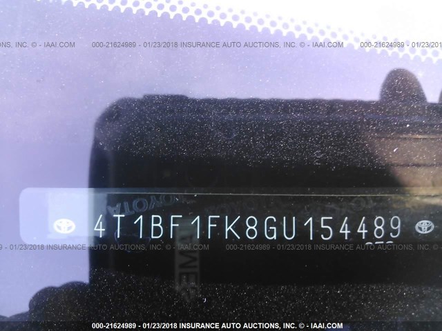 4T1BF1FK8GU154489 - 2016 TOYOTA CAMRY LE/XLE/SE/XSE GRAY photo 9